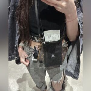 New Authentic Chanel Beauty Phone Case Card Holder Cosmetic Makeup Bag